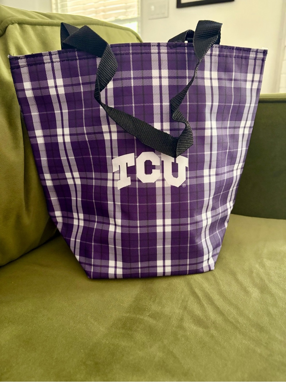 Brand New TCU Horned Frogs Plaid Insulated Lunch Bag